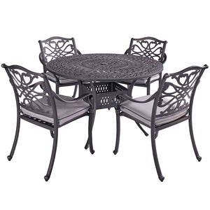 Hartman Capri 4 Seat Round Garden Dining Set in Antique Grey with Parasol &amp; Base image 5