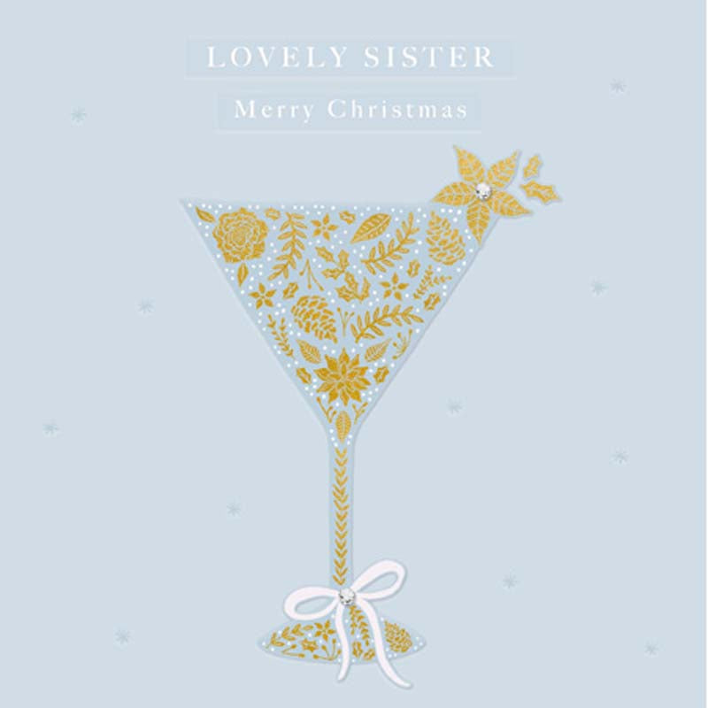 Woodmansterne Lovely Sister Martini Glass Christmas Card image 0