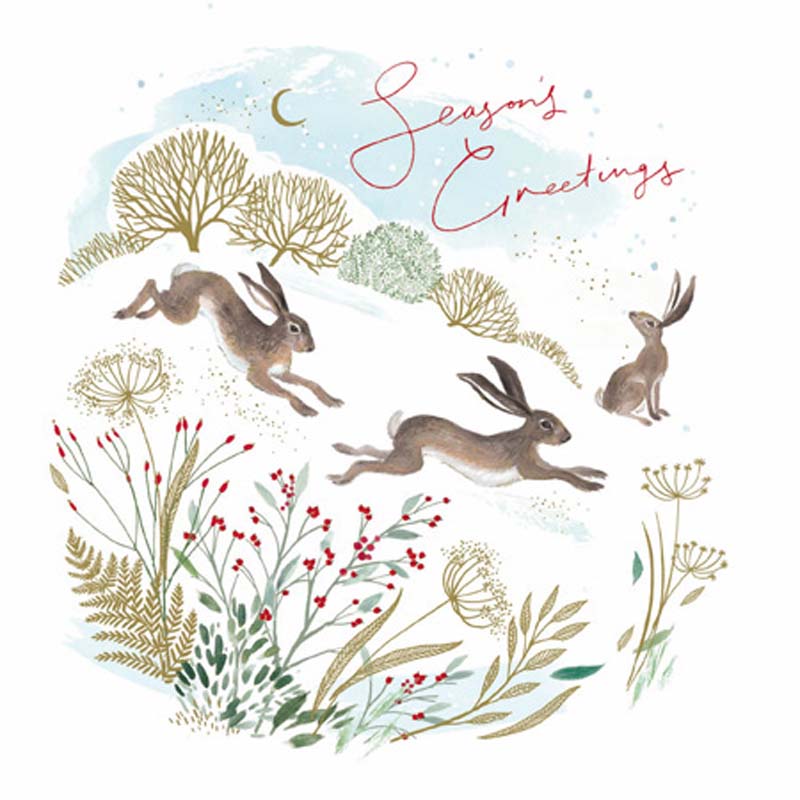 Woodmansterne 2 Rabbits Christmas Card image 0