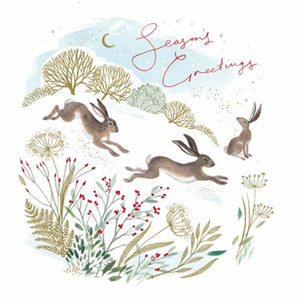 Woodmansterne 2 Rabbits Christmas Card image 0