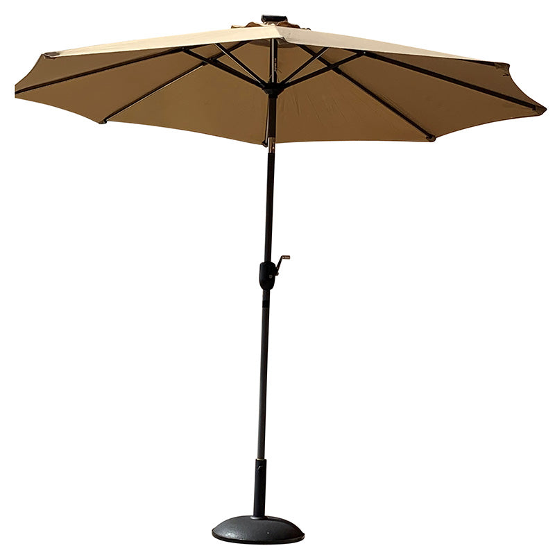 Sturdi 2.7m Aluminium Round Crank Parasol with LEDs, Taupe image 0