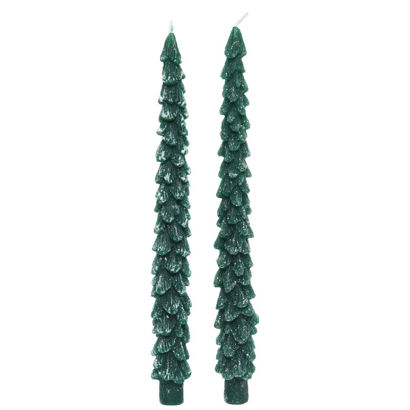 Decoris Green Tree Dinner Candles - Pack of 2 (Assorted Designs) image 0