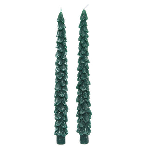 Decoris Green Tree Dinner Candles - Pack of 2 (Assorted Designs) image 1