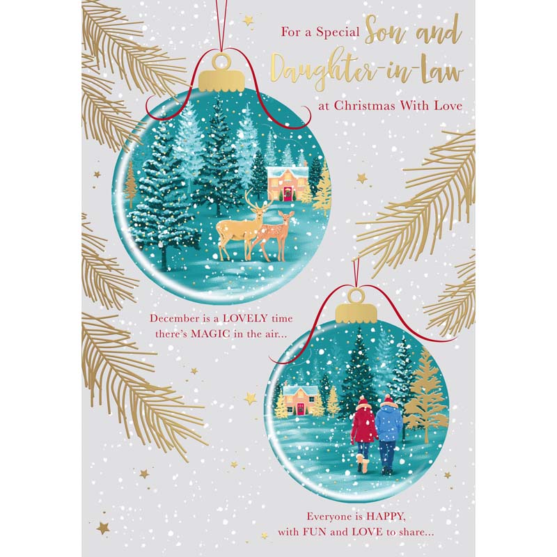 Words N Wishes Hanging Baubles With Christmas Scenes Christmas Card image 0