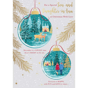 Words N Wishes Hanging Baubles With Christmas Scenes Christmas Card image 0