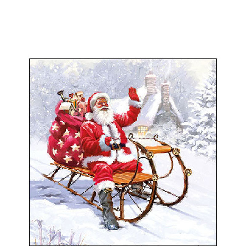 Ambiente Paper Cocktail Napkins - Santa On Sledge (Pack of 20) image 0