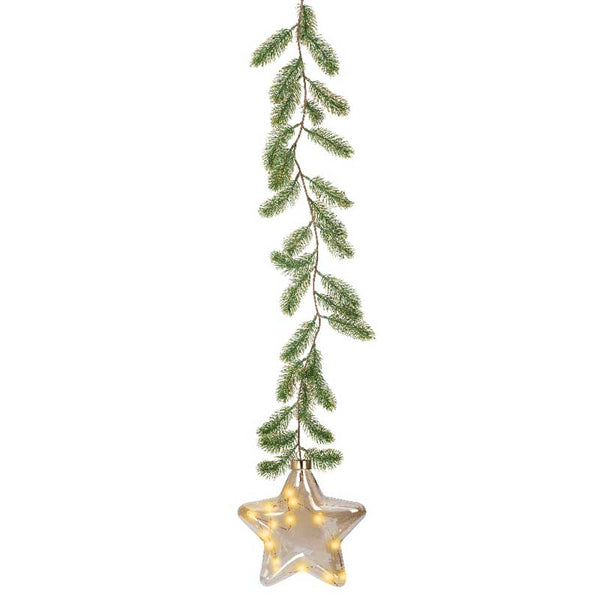 Lumineo Micro LED Hanging Amber Star with Faux Foliage image 0