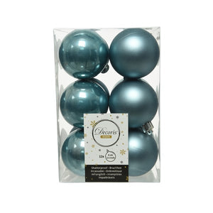 Decoris Shatterproof Baubles in Blue Dawn (Pack of 12) image 0