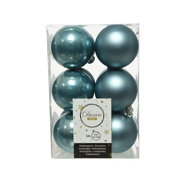 Decoris Shatterproof Baubles in Blue Dawn (Pack of 12) image 0