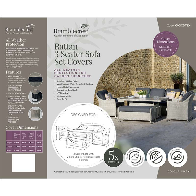 Bramblecrest Covers for Rattan 3-Seat Sofa Set image 0