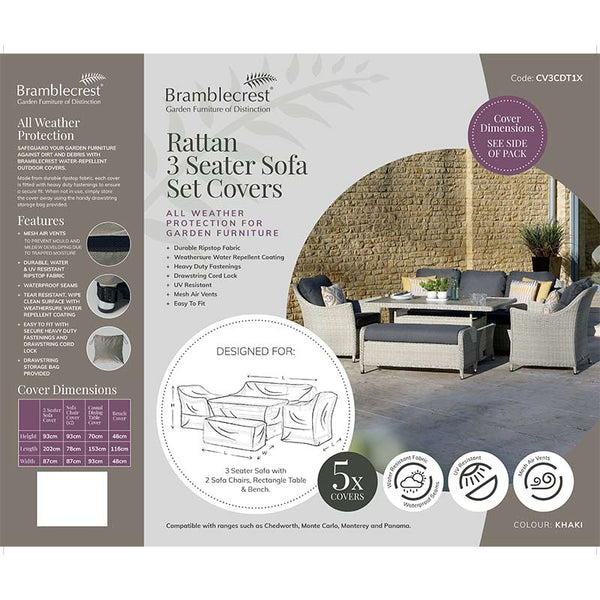 Bramblecrest Covers for Rattan 3-Seat Sofa Set image 1