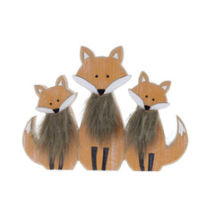 Festive Wooden Foxes with Faux Fur image 0