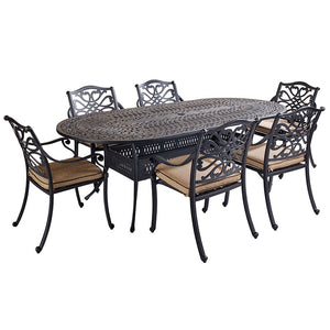 Hartman Capri 6 Seat Outdoor Dining Set in Bronze with Oval Table, Parasol & Base image 4