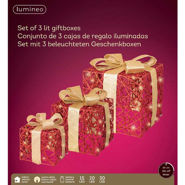 Lumineo Micro LED Battery-Operated Paper Giftboxes (Set of 3) image 3