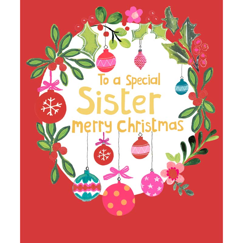 Paper Salad To A Special Sister Wreath Christmas Card image 0