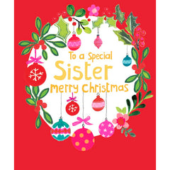 Paper Salad To A Special Sister Wreath Christmas Card image 0