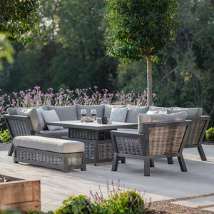 Bramblecrest Tuscan L-Shape Modular Sofa Set with Rectangular Adjustable Table, Long Bench &amp; Sofa Chair image 0