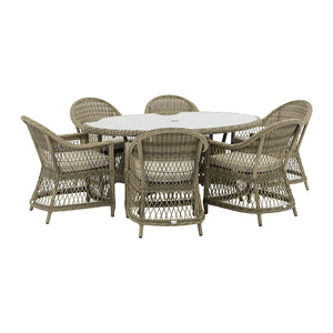 Bramblecrest RHS Rosemoor 6 Seat Elliptical Rattan Garden Dining Set with 3m Parasol &amp; Base image 5