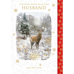 Nigel Quiney Stag In Snow Husband Christmas Card image 0