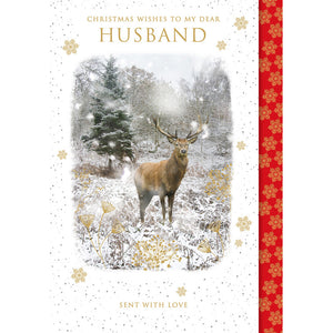 Nigel Quiney Stag In Snow Husband Christmas Card image 0