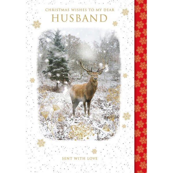 Nigel Quiney Stag In Snow Husband Christmas Card image 0