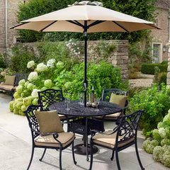 Hartman Capri 4 Seat Round Garden Dining Set in Bronze with 2.5m Parasol &amp; 15kg Base image 0