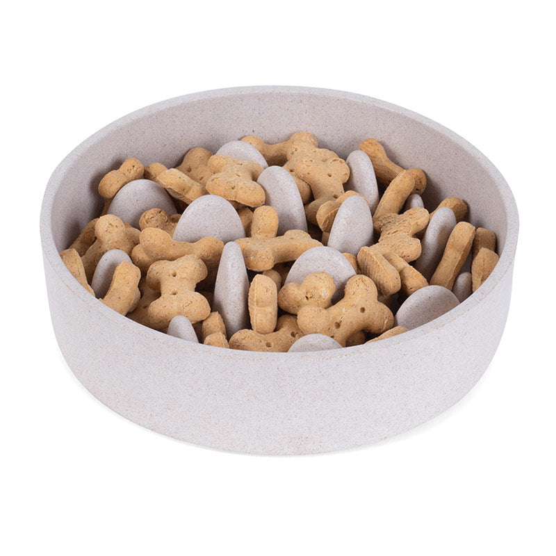 Zoon Floor Grip Bamboo Slow Feeder Dog Bowl - Stone image 0