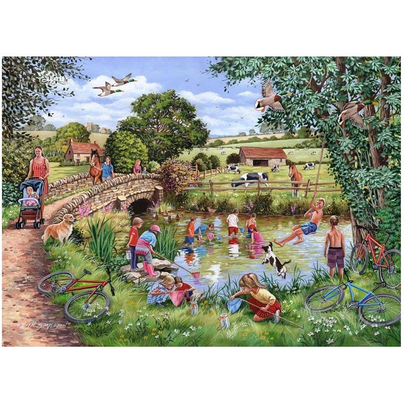 House Of Puzzles Pond Dippers 1000 Piece Jigsaw Puzzle image 0