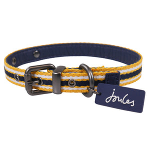 Joules Coastal Yellow Striped Dog Collar image 0
