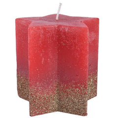 Decoris Red Glitter Star-Shaped Candle image 2