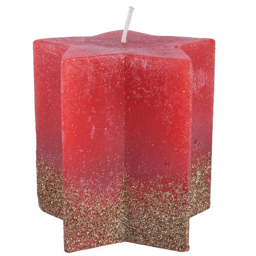 Decoris Red Glitter Star-Shaped Candle image 2
