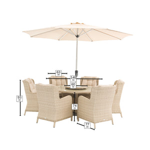 Bramblecrest Somerford Rattan 6 Seat Round Dining Set with Lazy Susan, Parasol &amp; Base image 9