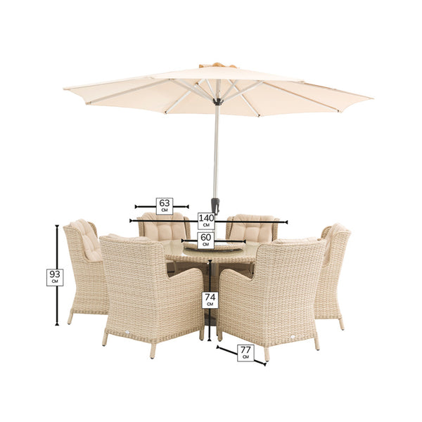 Bramblecrest Somerford Rattan 6 Seat Round Dining Set with Lazy Susan, Parasol &amp; Base image 9