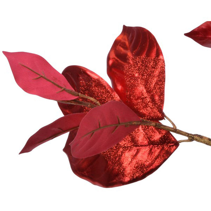 Everlands Christmas Red Metallic Leaf Stem (92cm) image 0