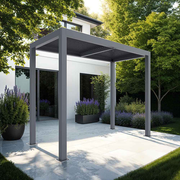 Supremo Belfort Pergola with Fixed Back Panels & LEDs (3m x 1.5m) image 0