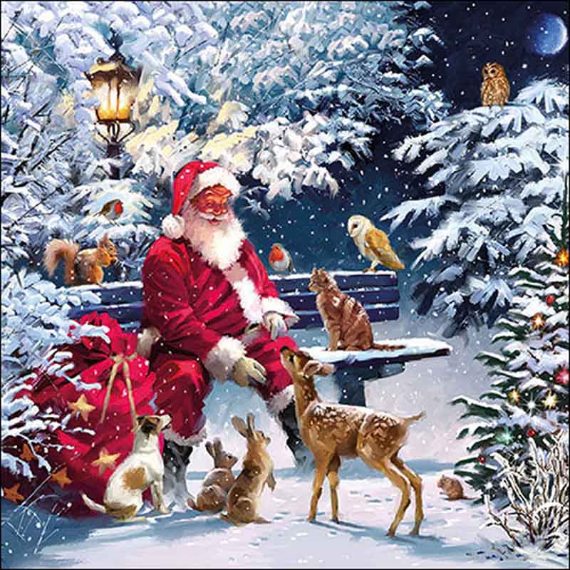 Ambiente Paper Napkins - Santa On Bench (Pack of 20) image 0