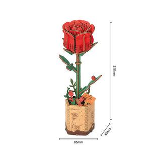 Robotime Red Rose DIY Wooden Flower 3D Puzzle image 4