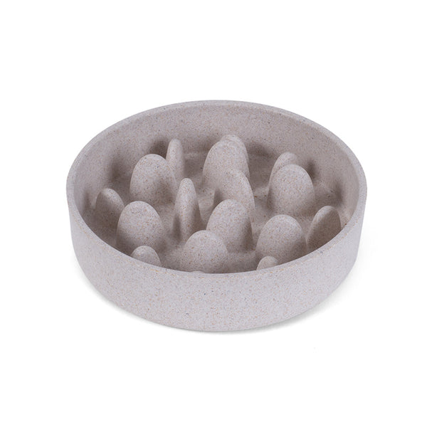 Zoon Floor Grip Bamboo Slow Feeder Dog Bowl - Stone image 3