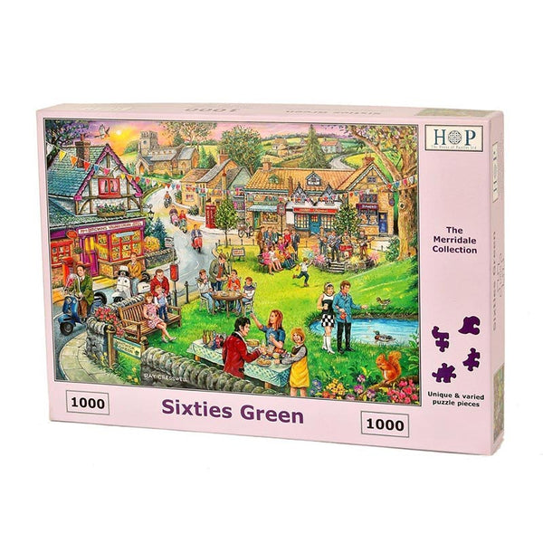 House of Puzzles Sixties Green 1000 Piece Jigsaw Puzzle image 1