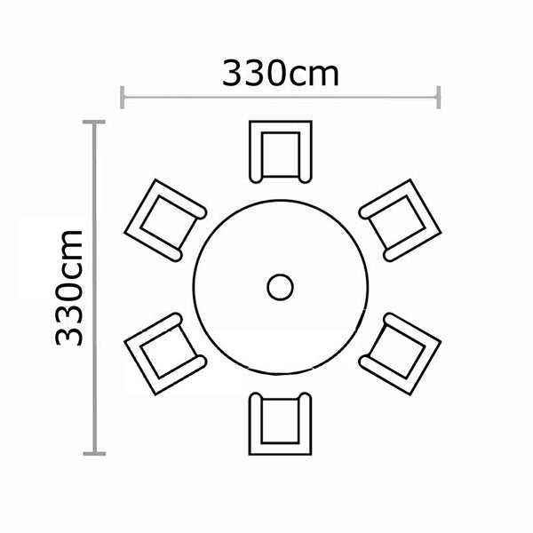 Bramblecrest Chedworth 6 Seat Garden Dining Set in Sandstone with Round Table, Lazy Susan, Parasol &amp; Base image 10
