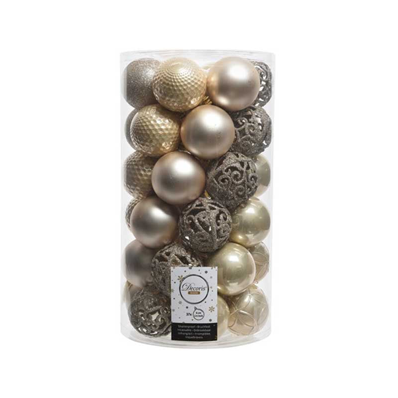Decoris Shatterproof Baubles in Pearl (Pack of 37) image 0