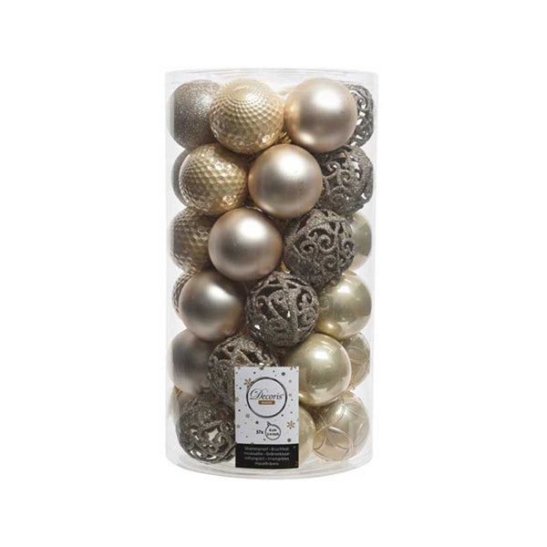Decoris Shatterproof Baubles in Pearl (Pack of 37) image 0
