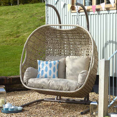 Bramblecrest Chedworth Double Hanging Cocoon in Sandstone Rattan image 0