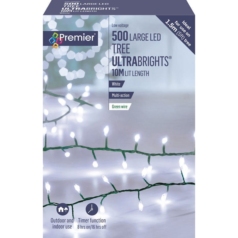 Premier 500 Multi-Action Large LED TREE ULTRABRIGHTS with Timer - White image 0