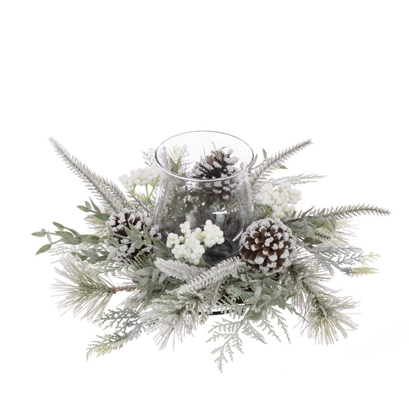 Floralsilk Snowy Castor Berry Candle Holder image 0