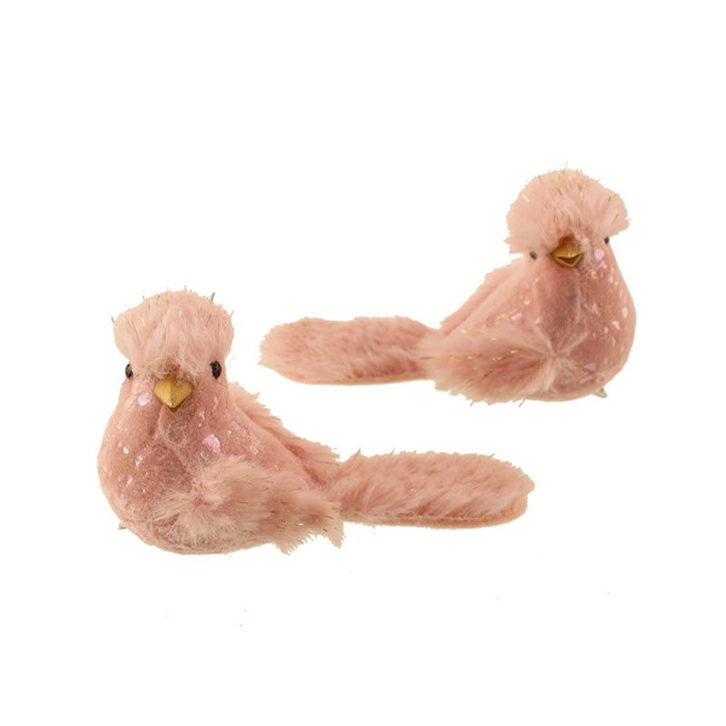 SageDecor Pink Fabric Birds (Set of 2) image 0