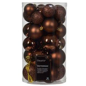 Decoris Shatterproof Baubles in Espresso (Pack of 30) image 0
