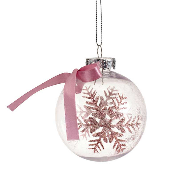 Decoris Shatterproof Bauble with Pink Satin Bow (Assorted Designs) image 3