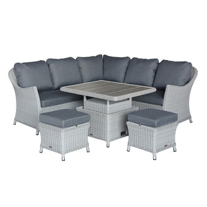 Bramblecrest Wentworth Rattan Mini Corner Sofa Set with Dual Height Table in Pewter image 6