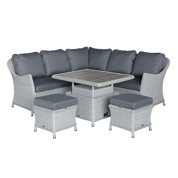 Bramblecrest Wentworth Rattan Mini Corner Sofa Set with Dual Height Table in Pewter image 6